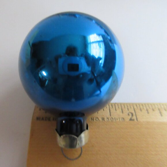 12 Pyramid Blue Glass Christmas Ornaments 1 1/4” Vintage in orignal box - Picture 9 of 12